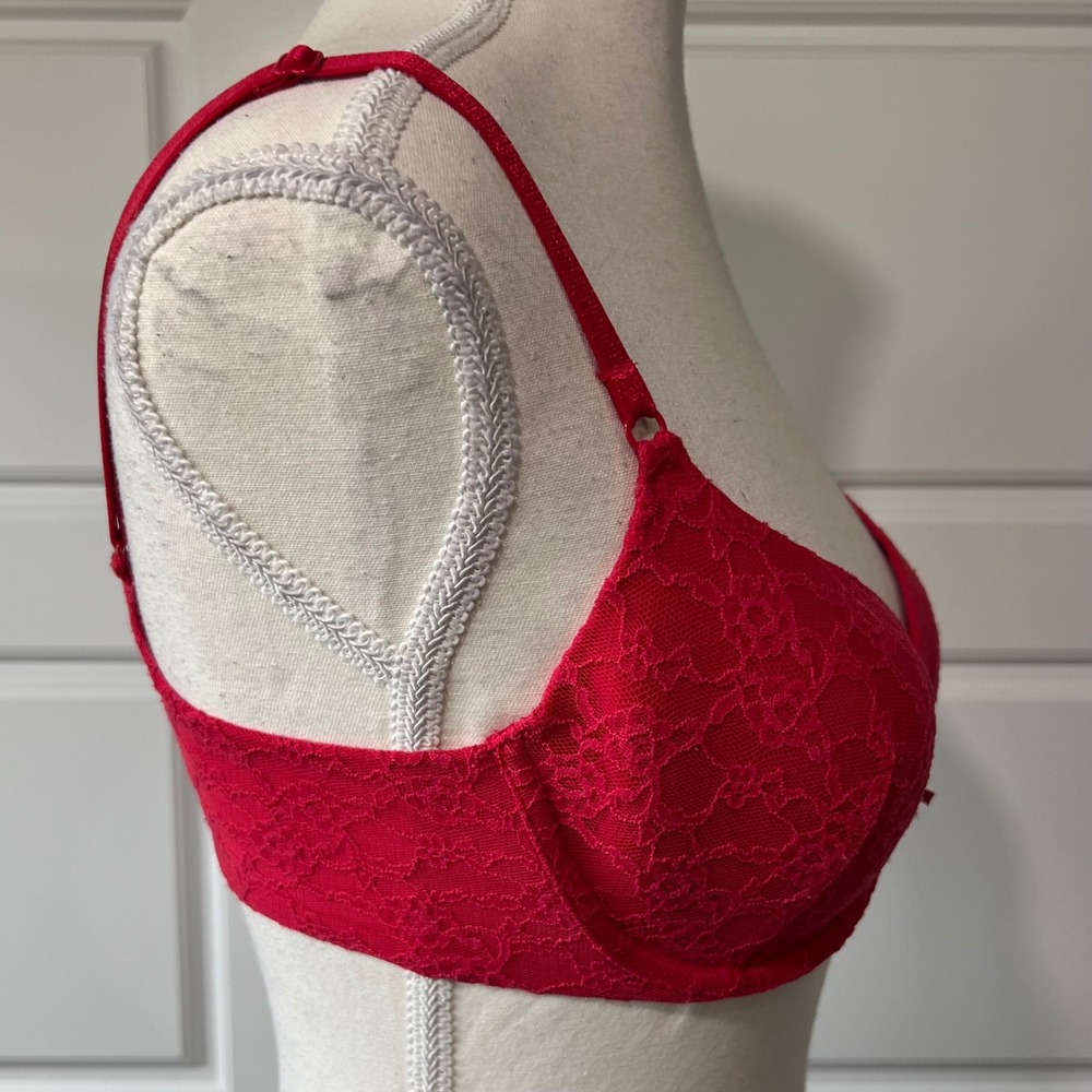 Victoria's Secret Demi Bra Lace Push Up Sexy Red Everyday Lingerie 34C - Picture 3 of 8